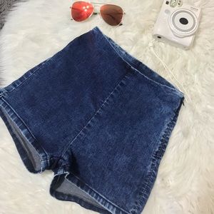High waisted denim shorts